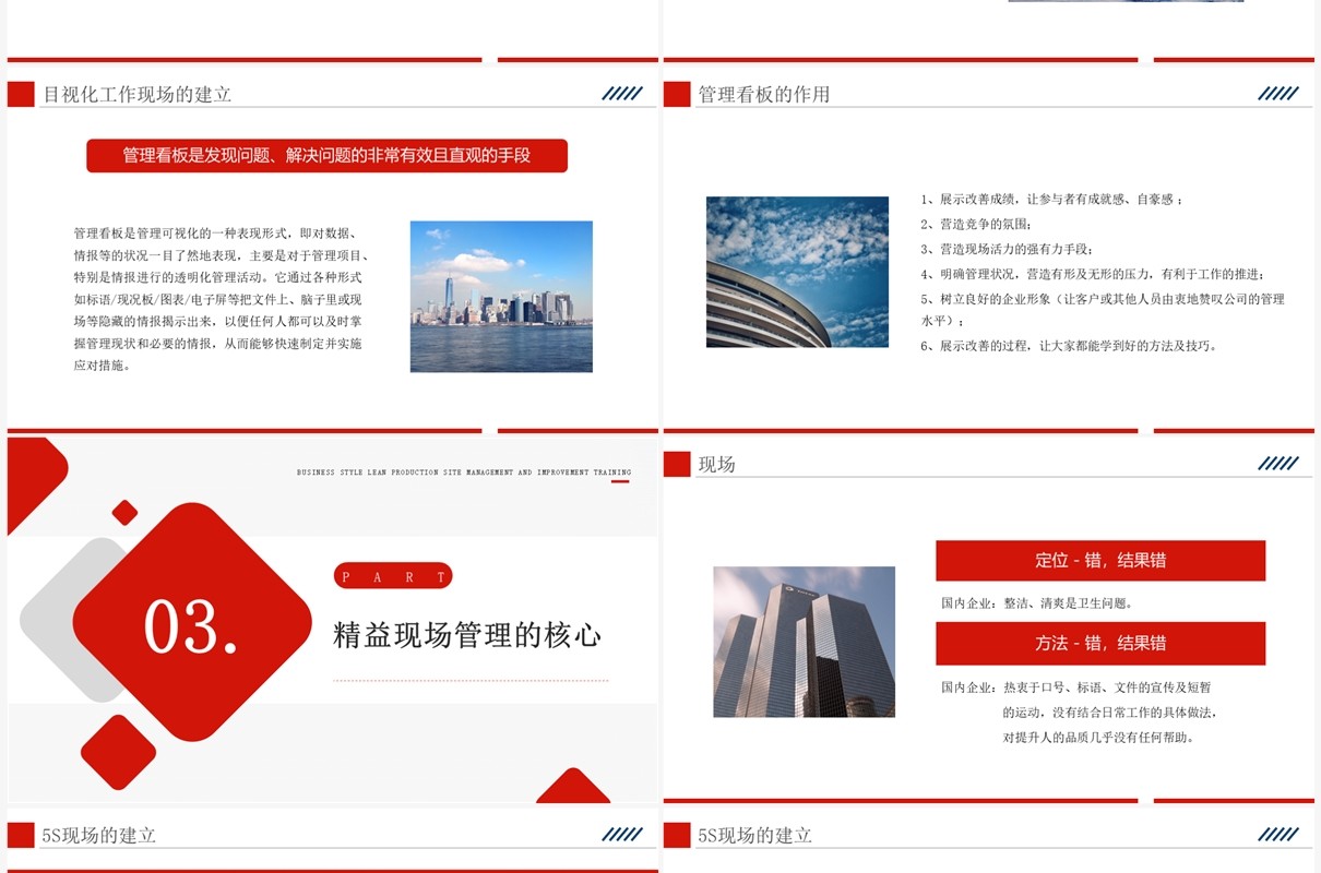 红色精益生产现场管理和改善PPT模板