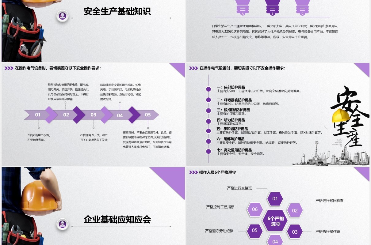 紫色简约安全管理培训PPT模板