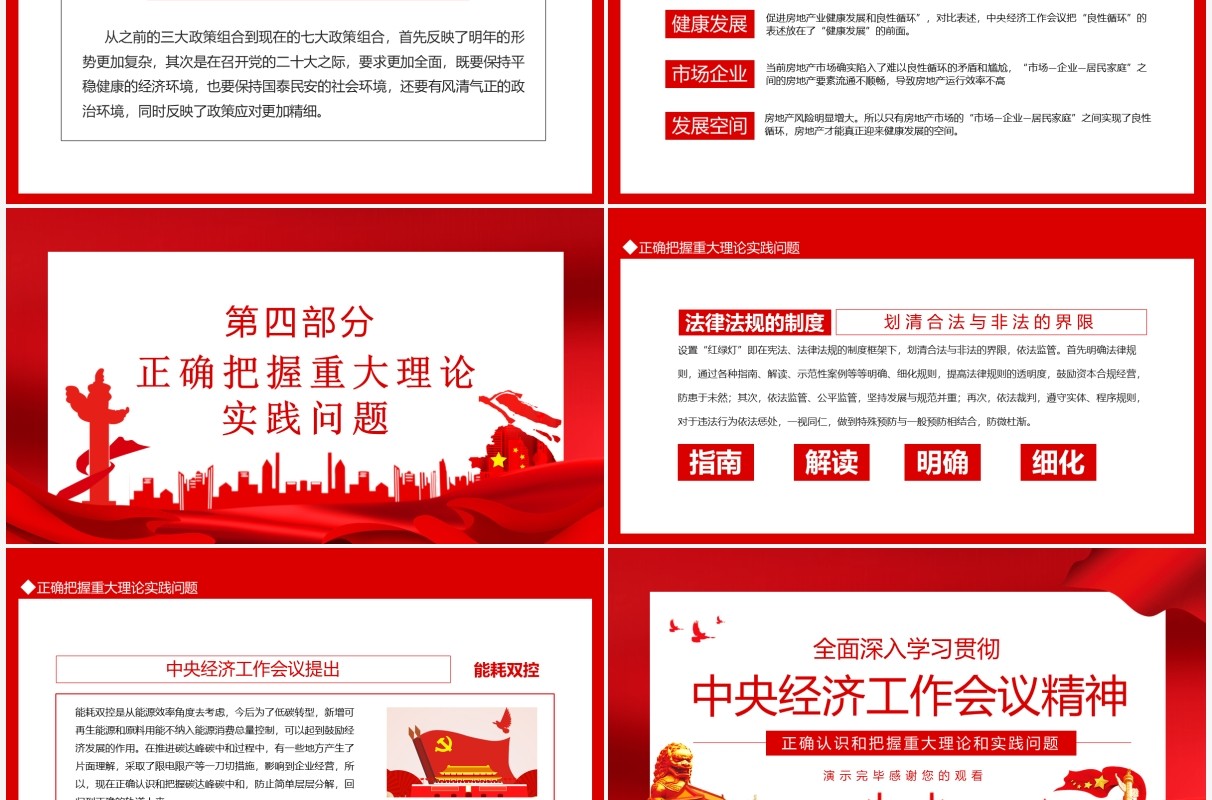 全面深入学习贯彻中央经济工作会议精神正确认识和把握重大理论和实践问题动态PPT模板
