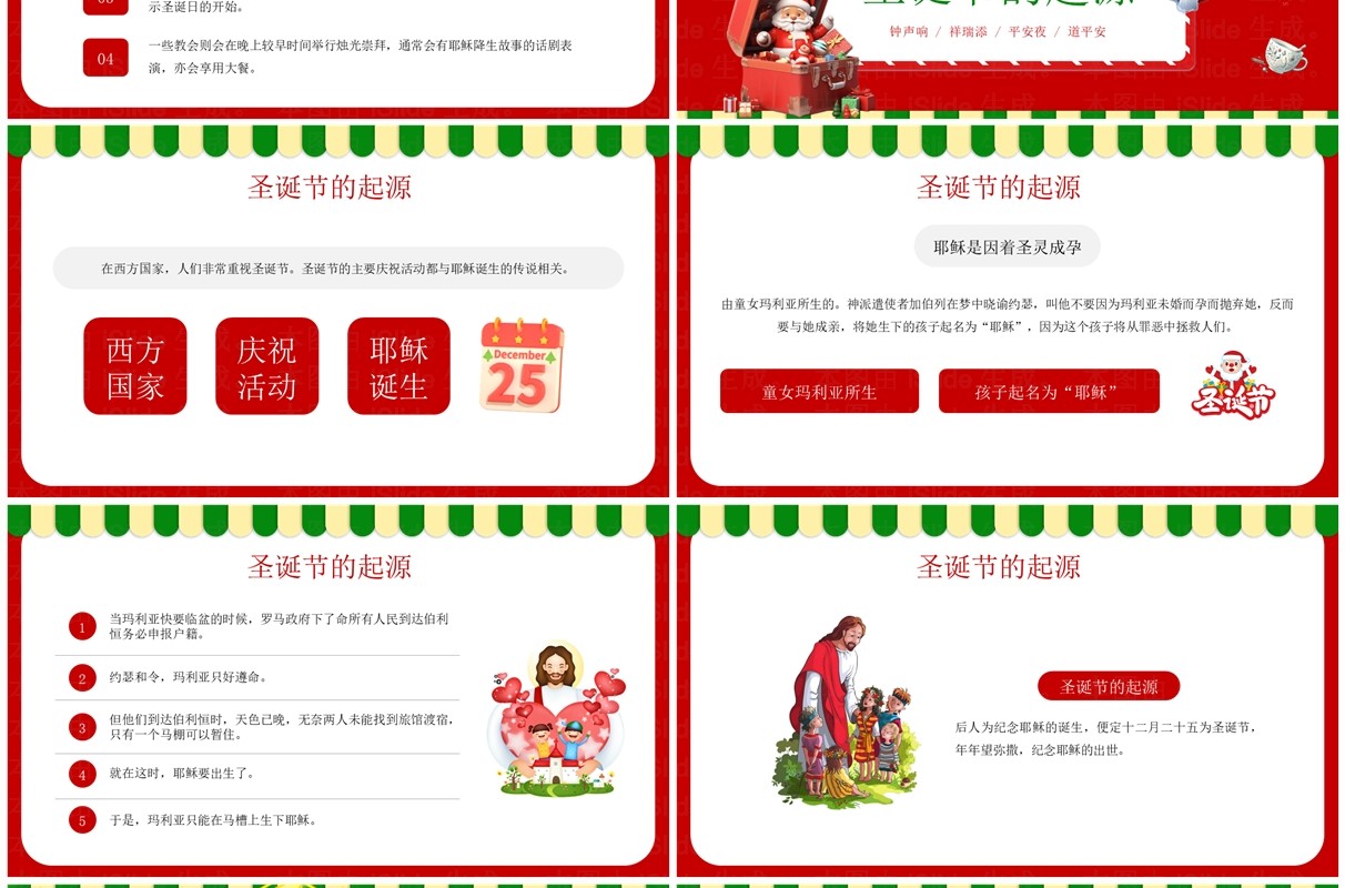 红色卡通风圣诞节节日介绍PPT模板