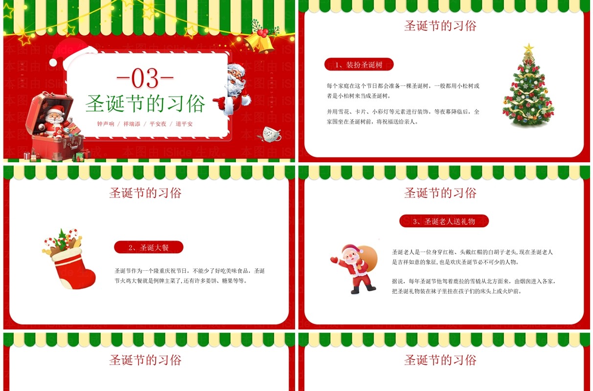 红色卡通风圣诞节节日介绍PPT模板