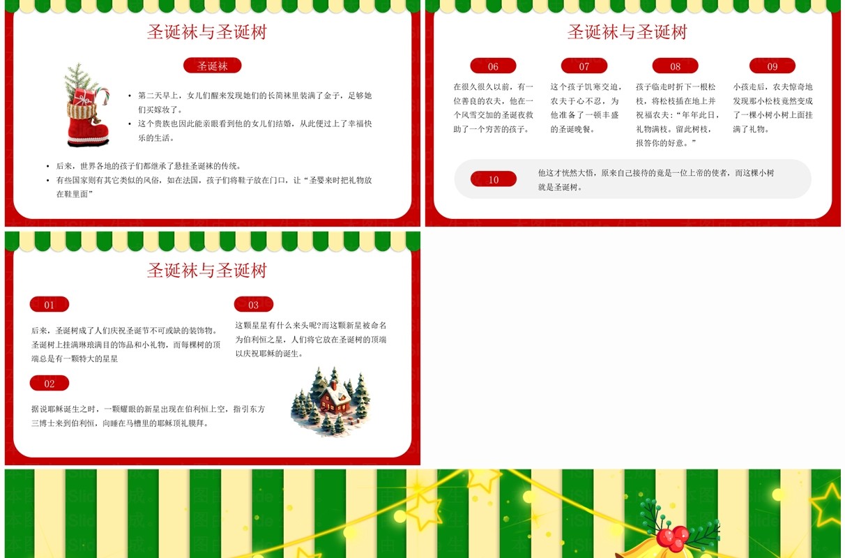 红色卡通风圣诞节节日介绍PPT模板