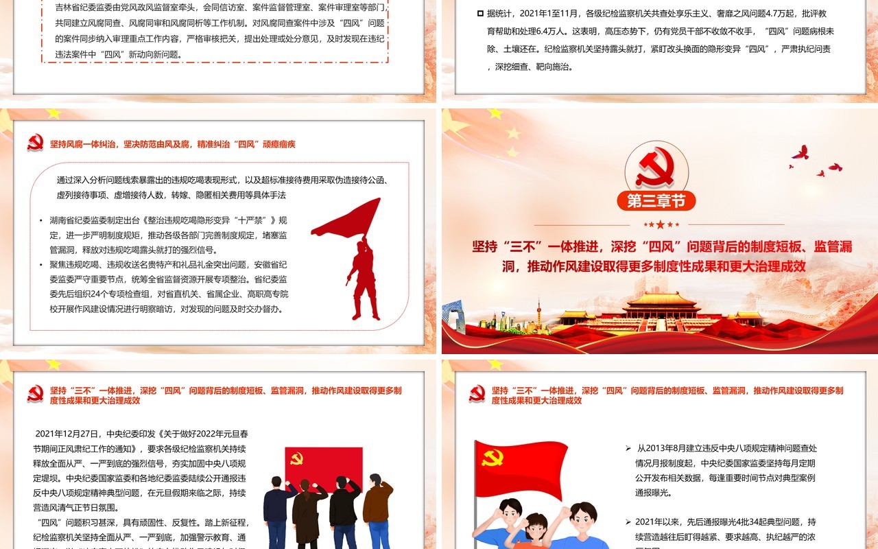 橙色中国风持续纠正四风弘扬新风正气PPT模板