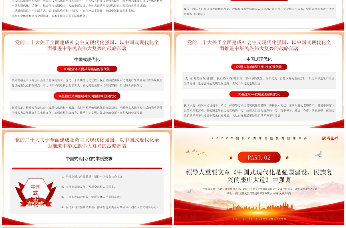 红色党政风强国复兴主题学习PPT模板