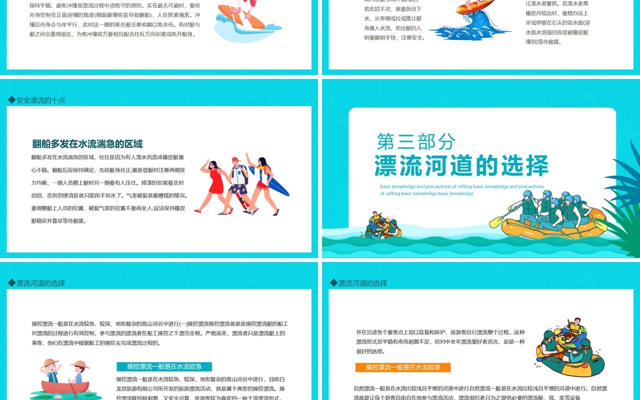 漂流的基本常识及注意事项动态PPT模板