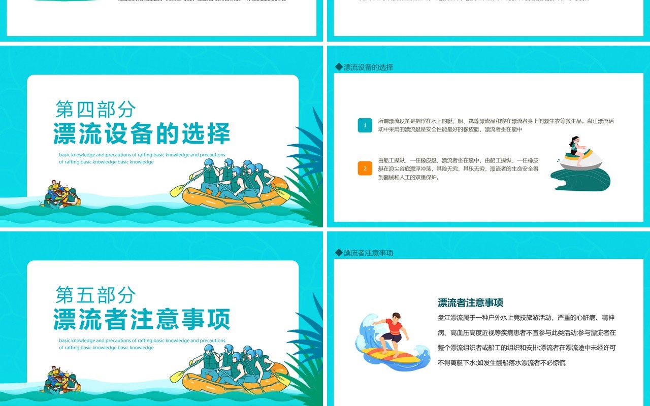 漂流的基本常识及注意事项动态PPT模板