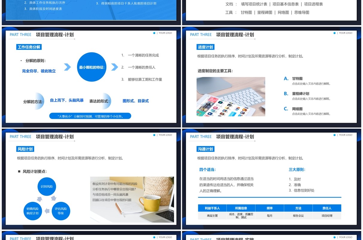 蓝色商务风企业项目管理工作流程PPT模板