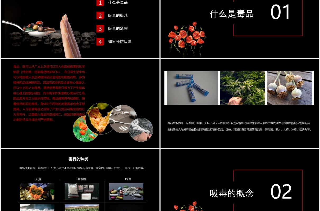 远离毒品珍爱生命禁毒宣传教育活动PPT模板