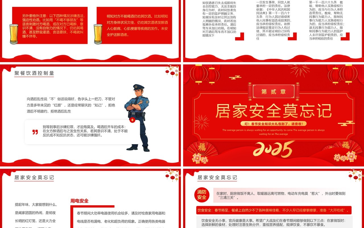 红色中国风2025春节安全培训PPT模板