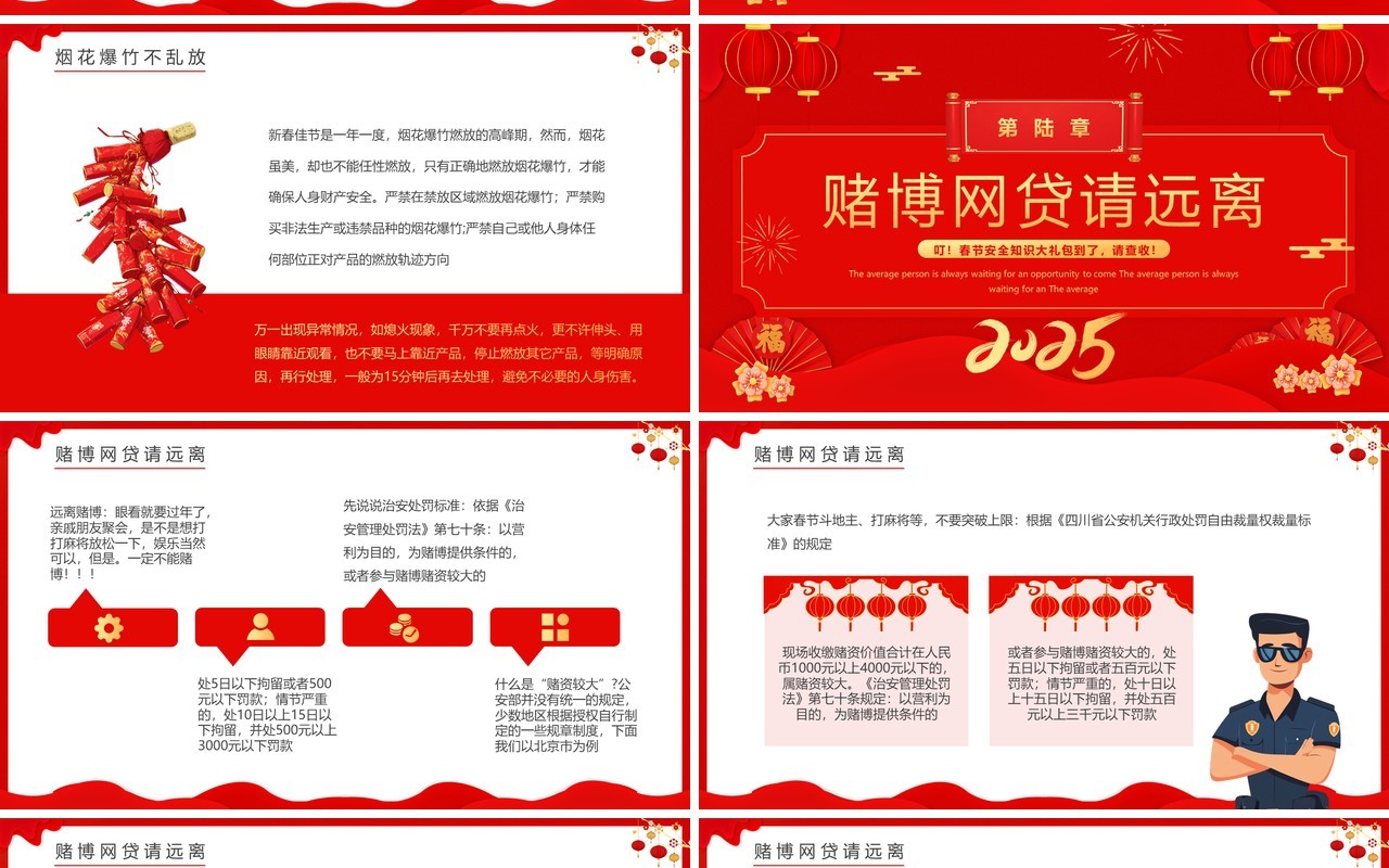 红色中国风2025春节安全培训PPT模板