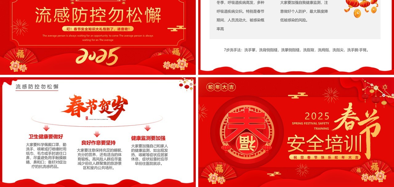 红色中国风2025春节安全培训PPT模板
