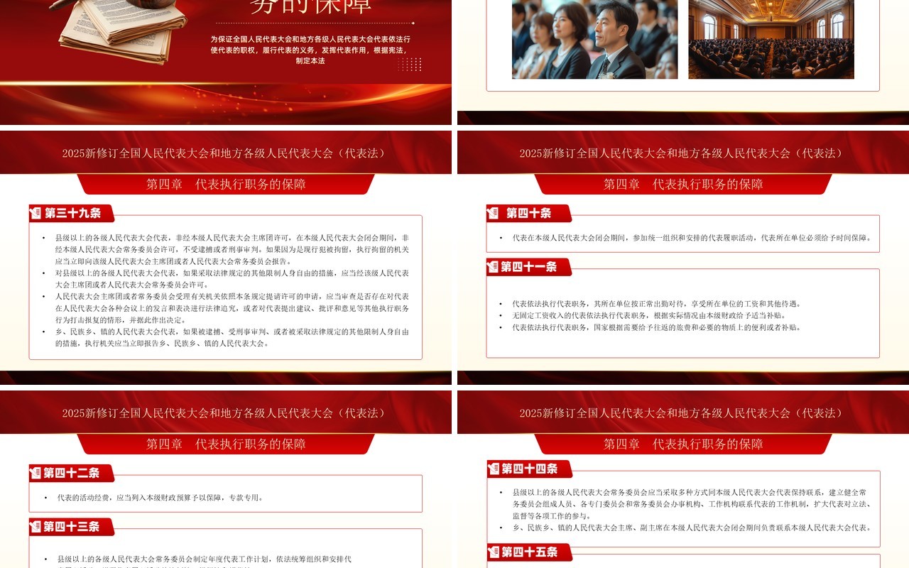 红色全国及地方人民代表大会代表法PPT模板