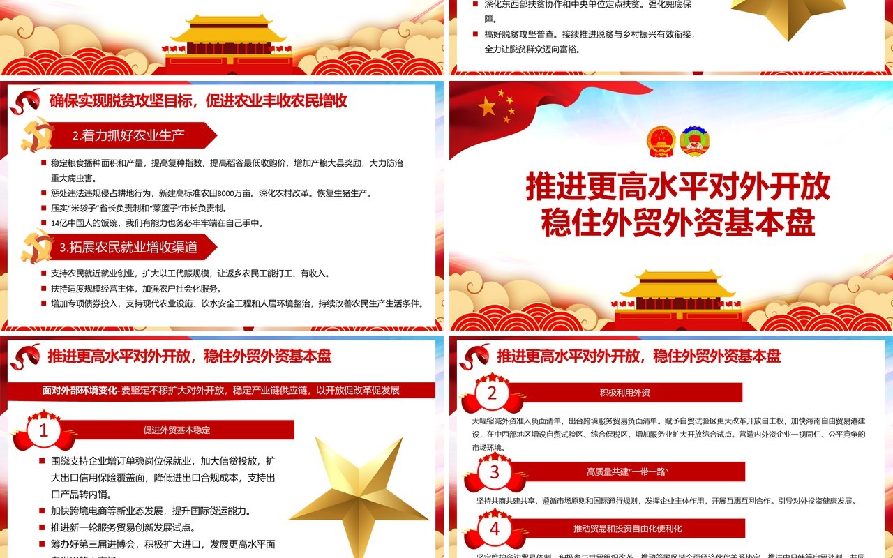 十三届全国两会政府工作报告党建PPT模板