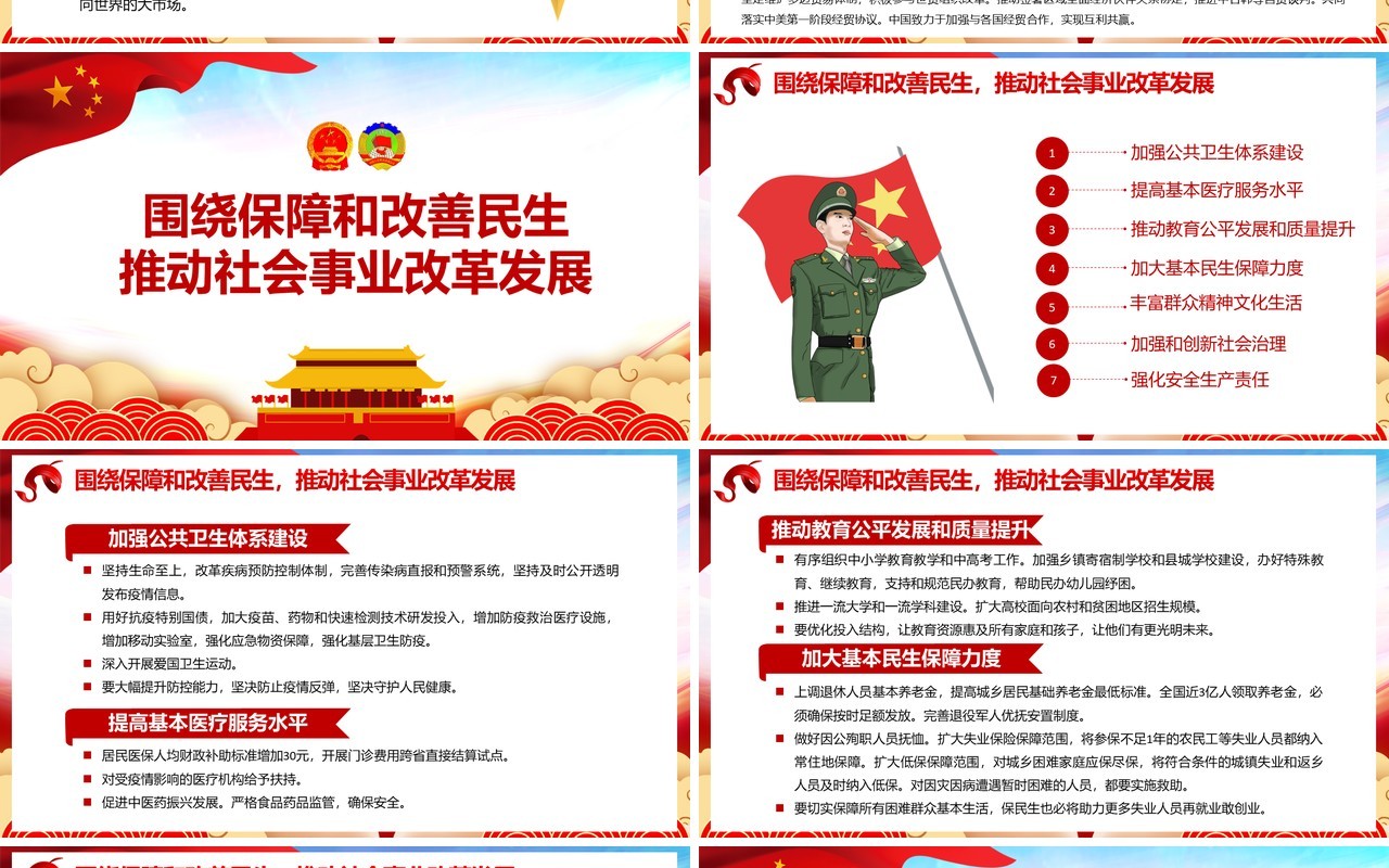十三届全国两会政府工作报告党建PPT模板