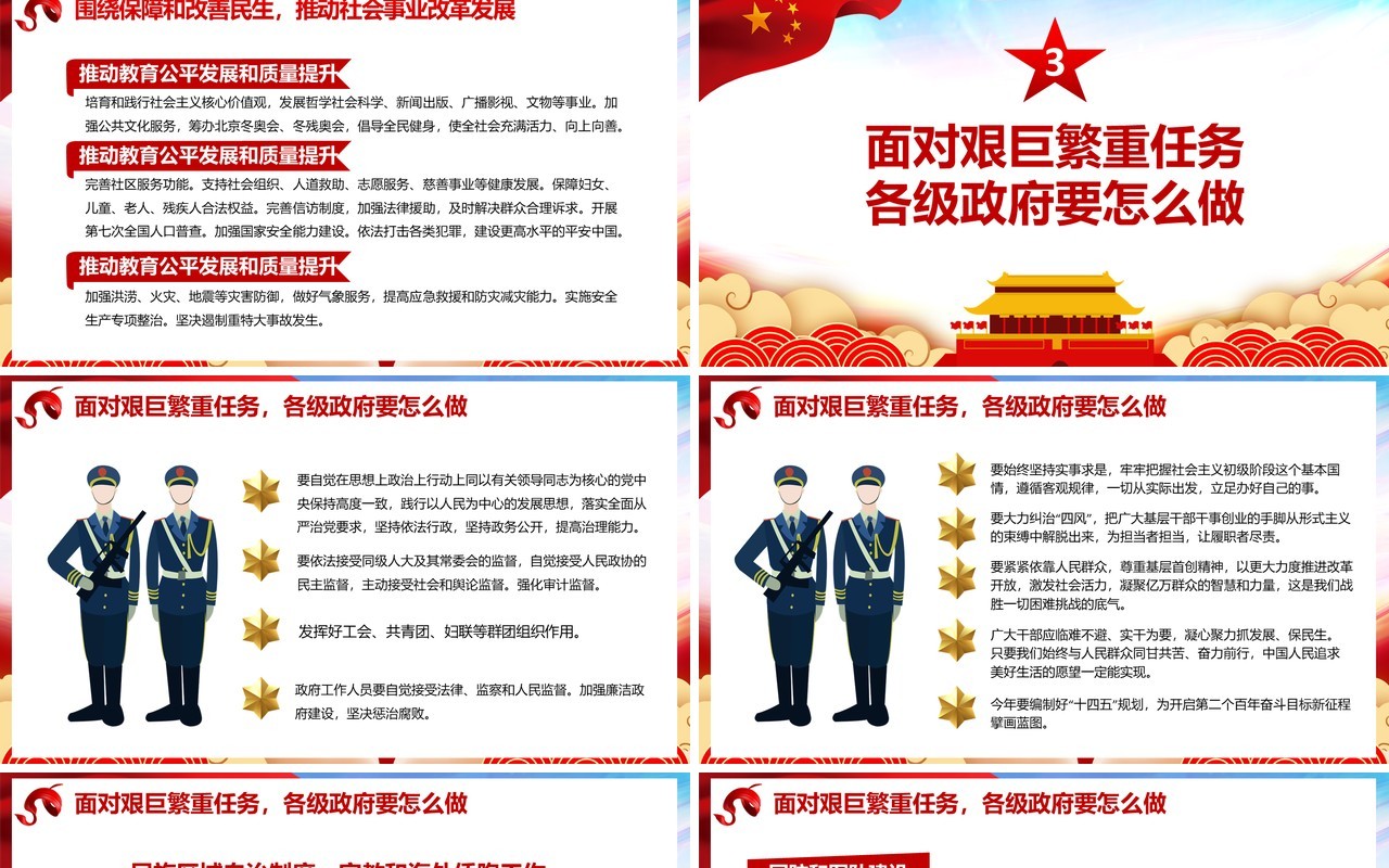 十三届全国两会政府工作报告党建PPT模板