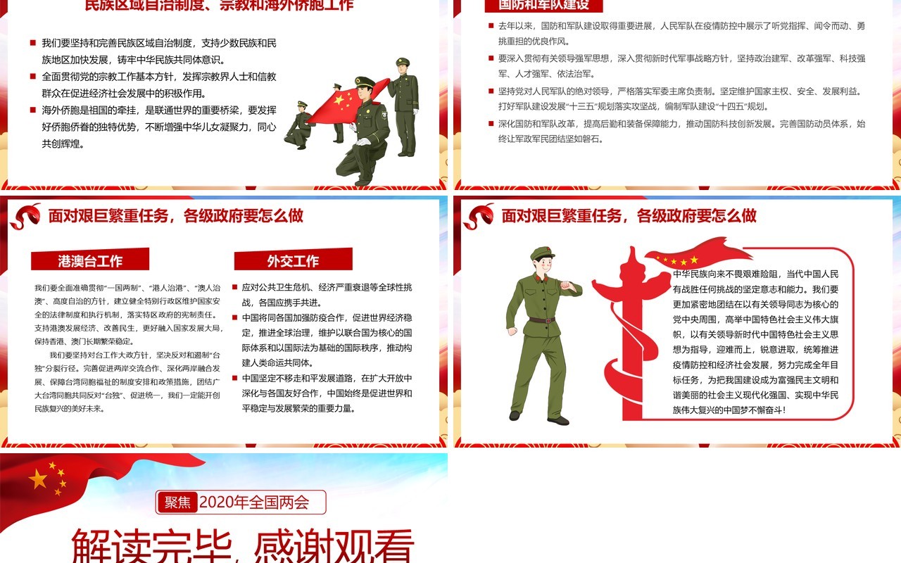 十三届全国两会政府工作报告党建PPT模板