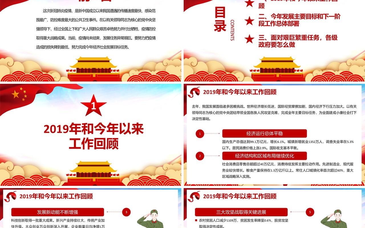 十三届全国两会政府工作报告党建PPT模板