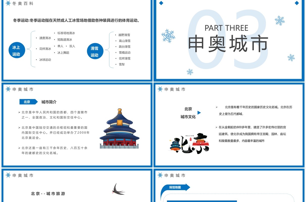 蓝色简约2022北京冬奥会介绍PPT模板