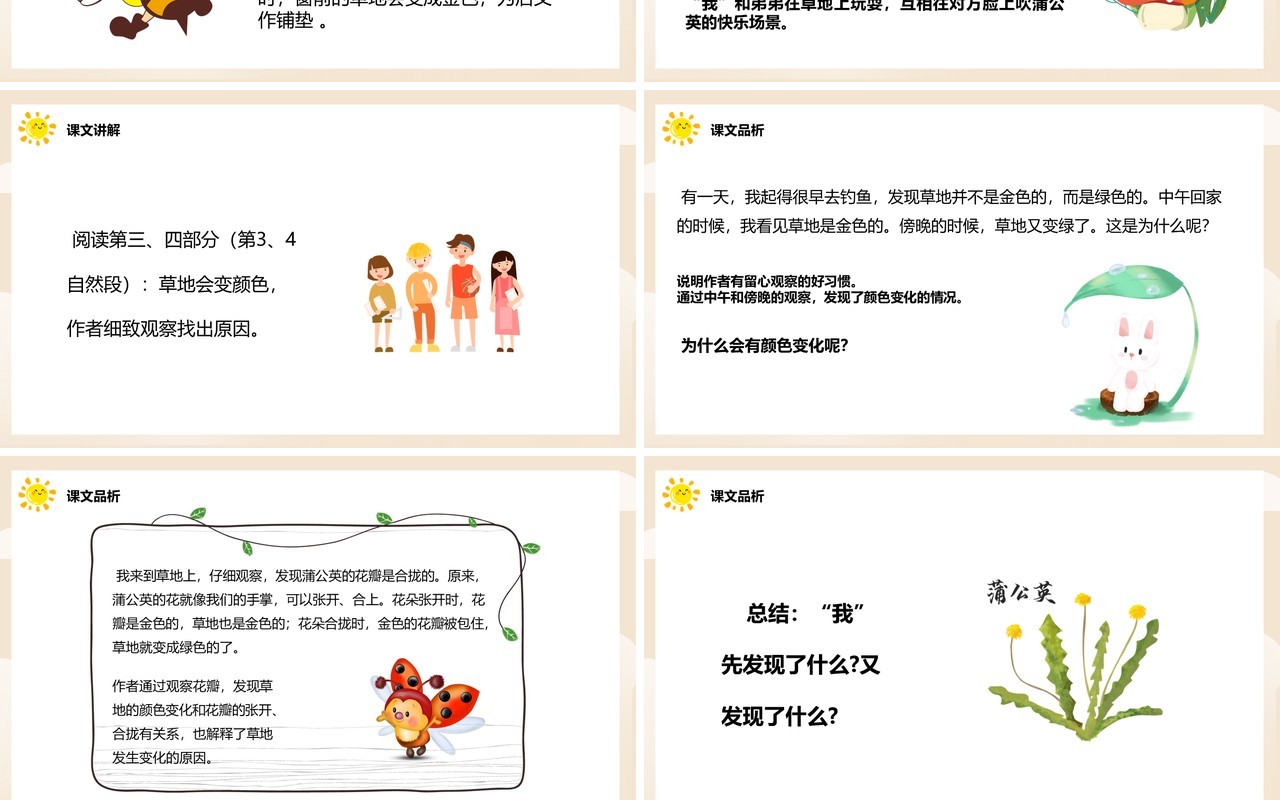 部编版三年级语文上册金色的草地课件PPT模板