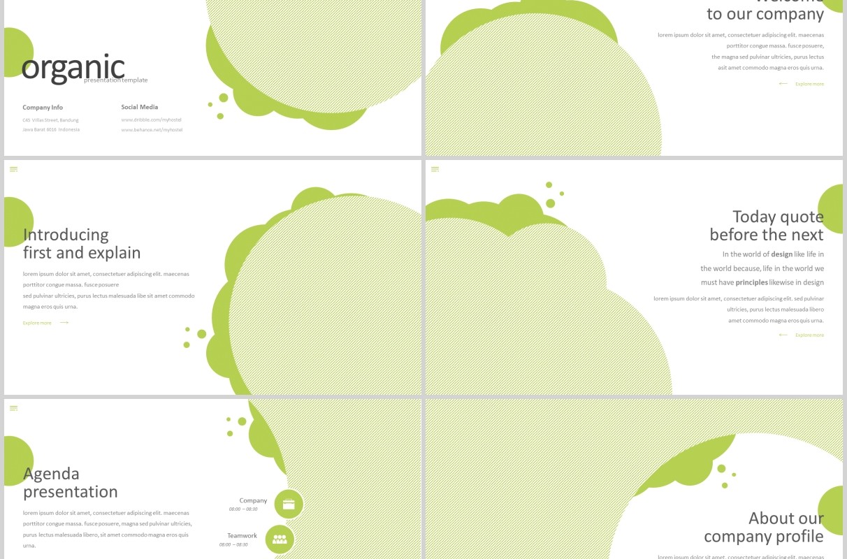 绿色商务通用PPT模板创意版式设计Organic Powerpoint Template