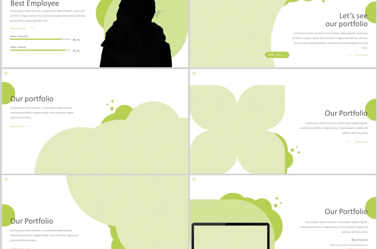 绿色商务通用PPT模板创意版式设计Organic Powerpoint Template