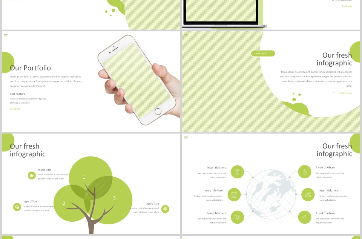 绿色商务通用PPT模板创意版式设计Organic Powerpoint Template