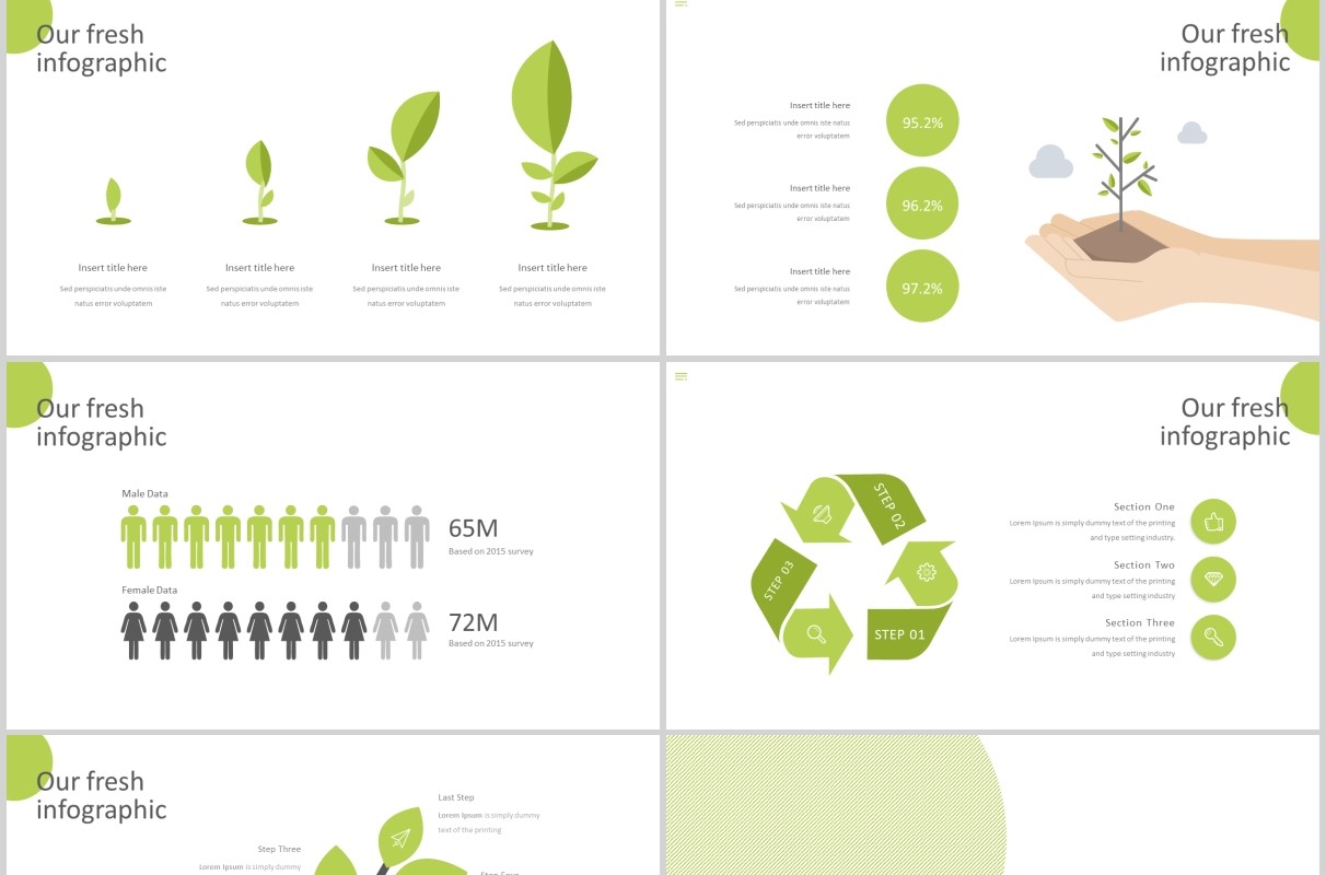 绿色商务通用PPT模板创意版式设计Organic Powerpoint Template