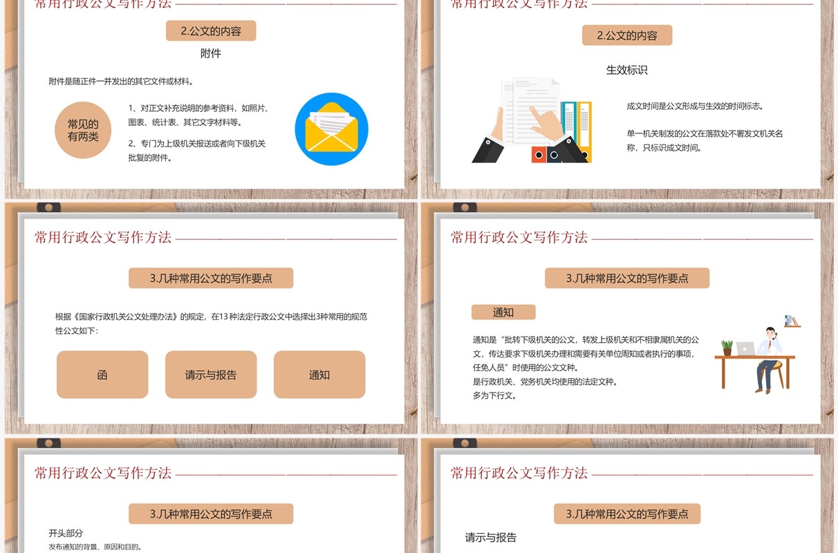 棕色简约风公文写作培训PPT模板