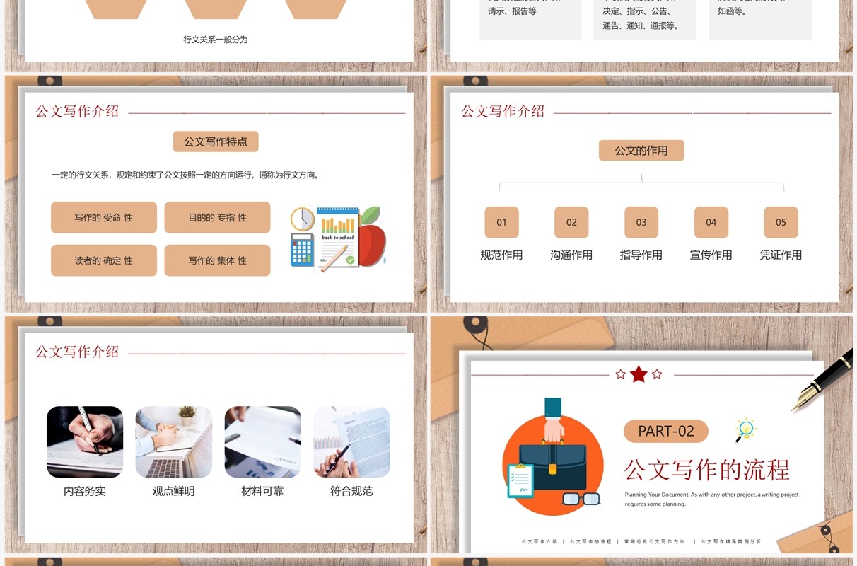 棕色简约风公文写作培训PPT模板