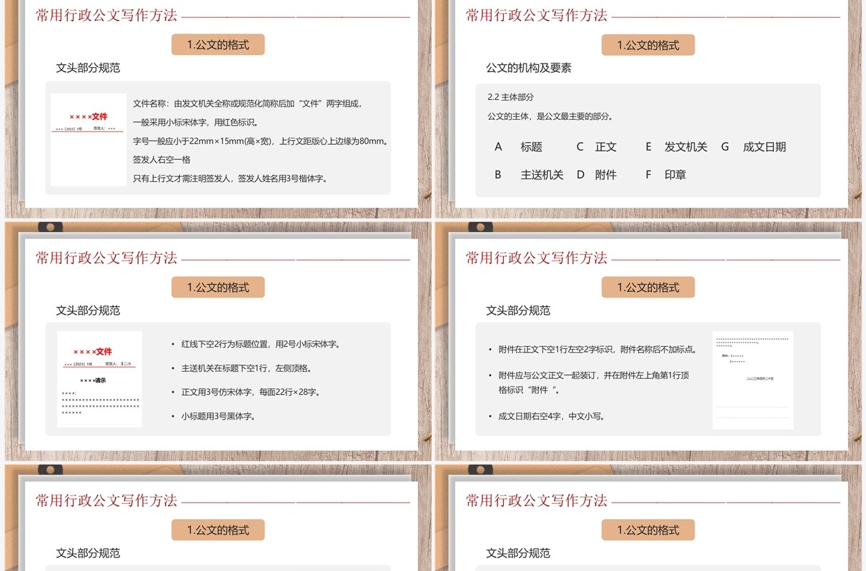 棕色简约风公文写作培训PPT模板