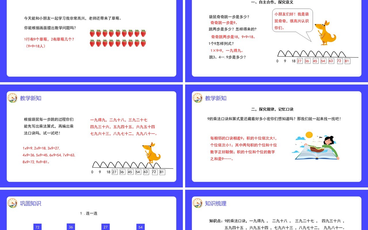 部编版二年级数学上册表内乘法9的乘法口诀课件PPT模板