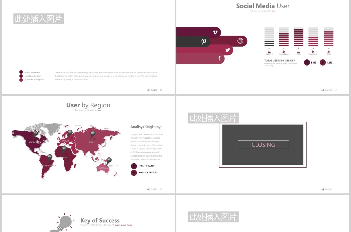 紫色简约项目宣传介绍可视化图表PPT图片排版设计模板Dunde Powerpoint
