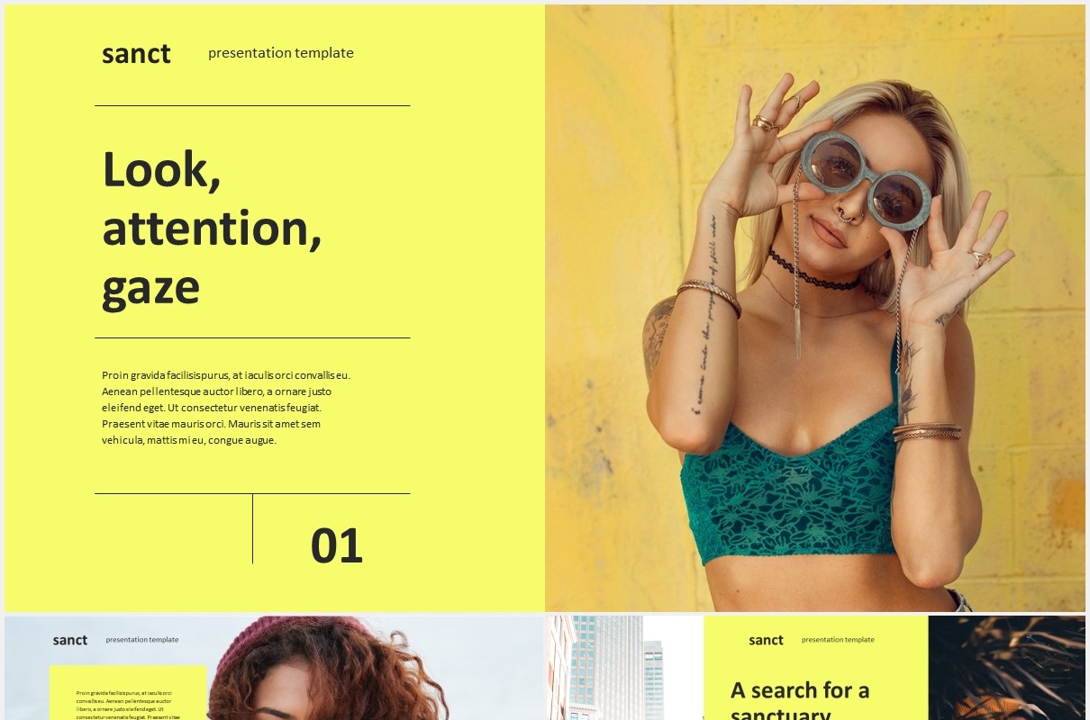 黄色时尚现代工作宣传PPT模板sanct modern powerpoint template