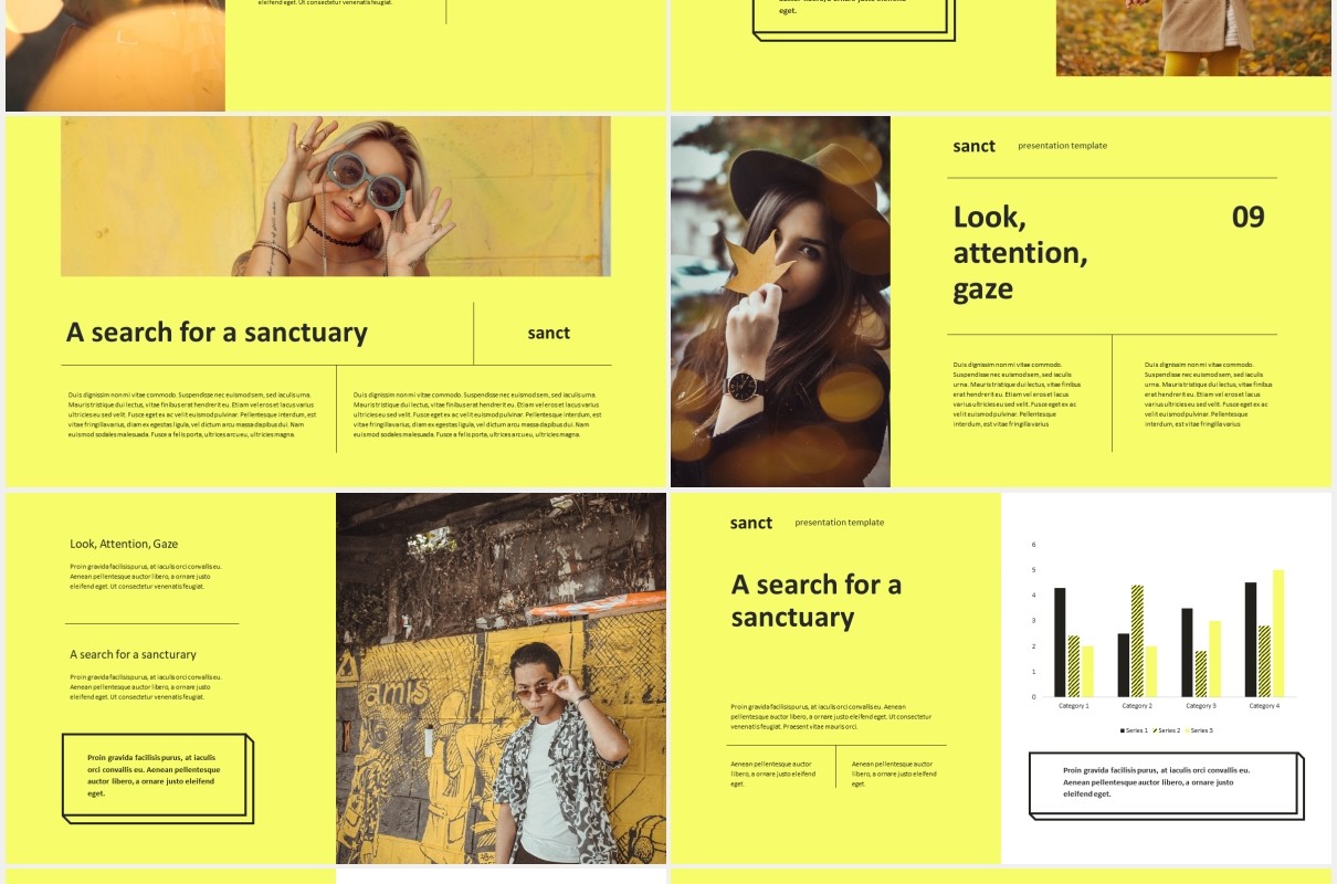 黄色时尚现代工作宣传PPT模板sanct modern powerpoint template