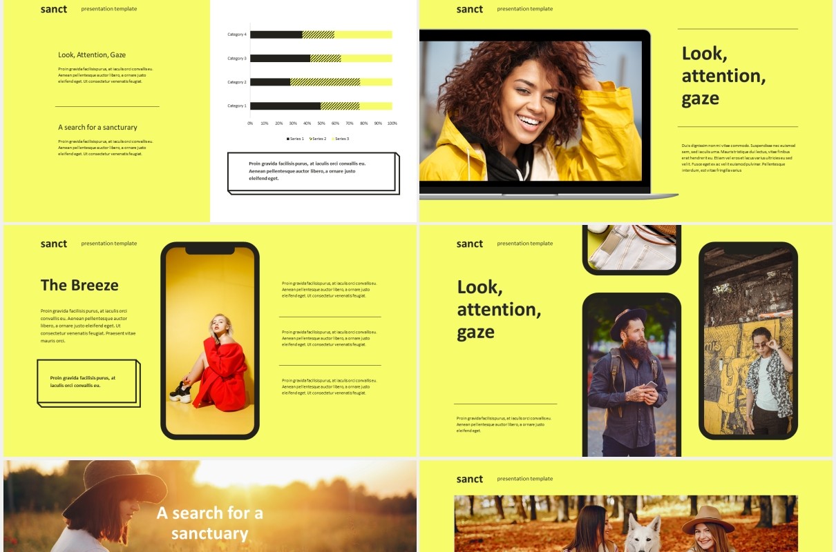 黄色时尚现代工作宣传PPT模板sanct modern powerpoint template