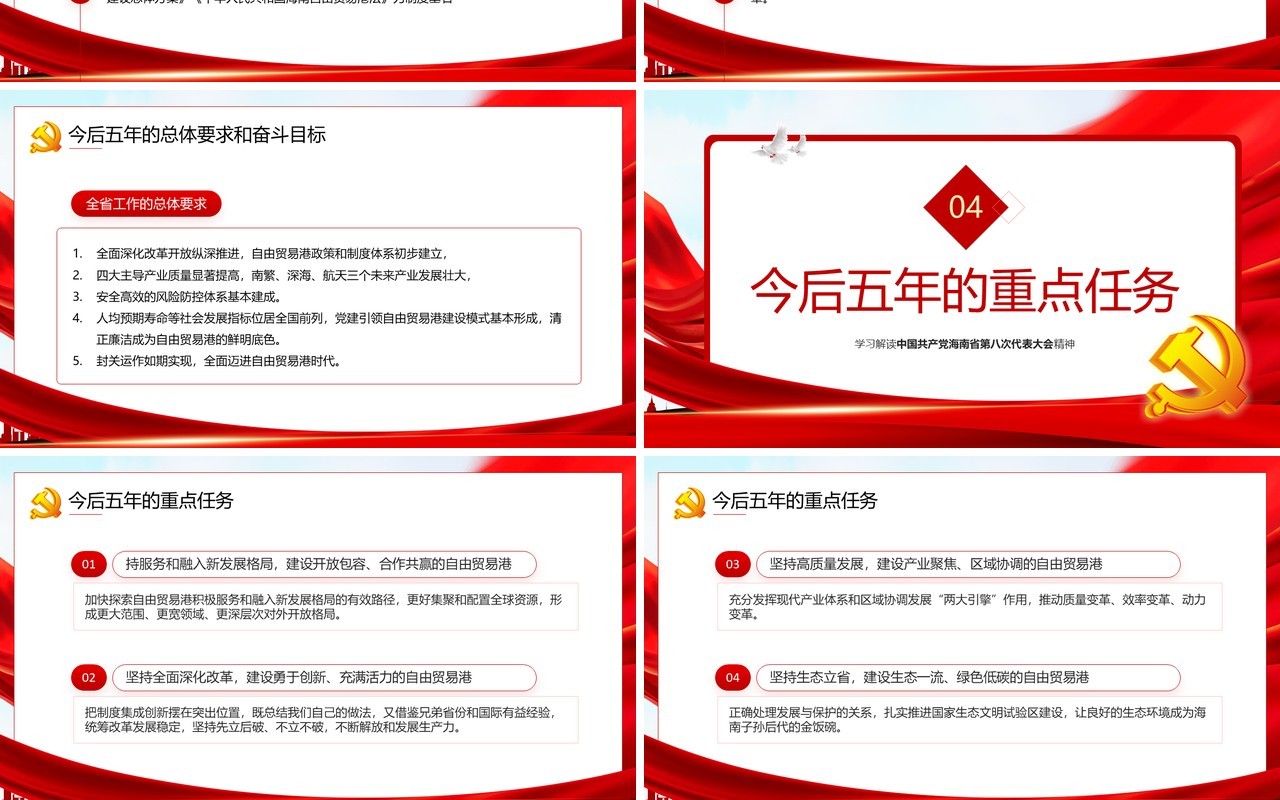 红色党政风海南省第八次代表大会PPT模板