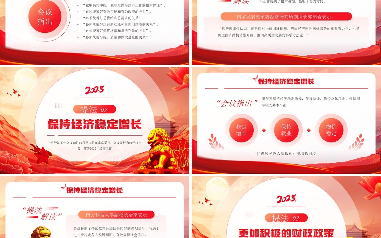 红色党政风明年经济工作怎么干PPT模板
