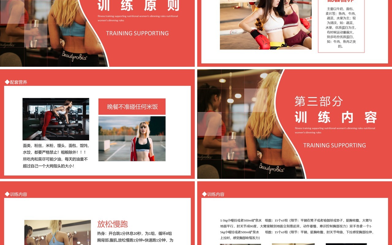 健身训练配套营养女性瘦身法则动态PPT模板