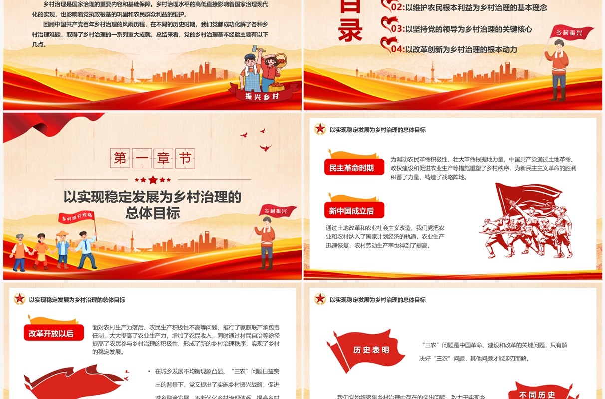 中国共产党百年乡村治理的基本经验PPT模板