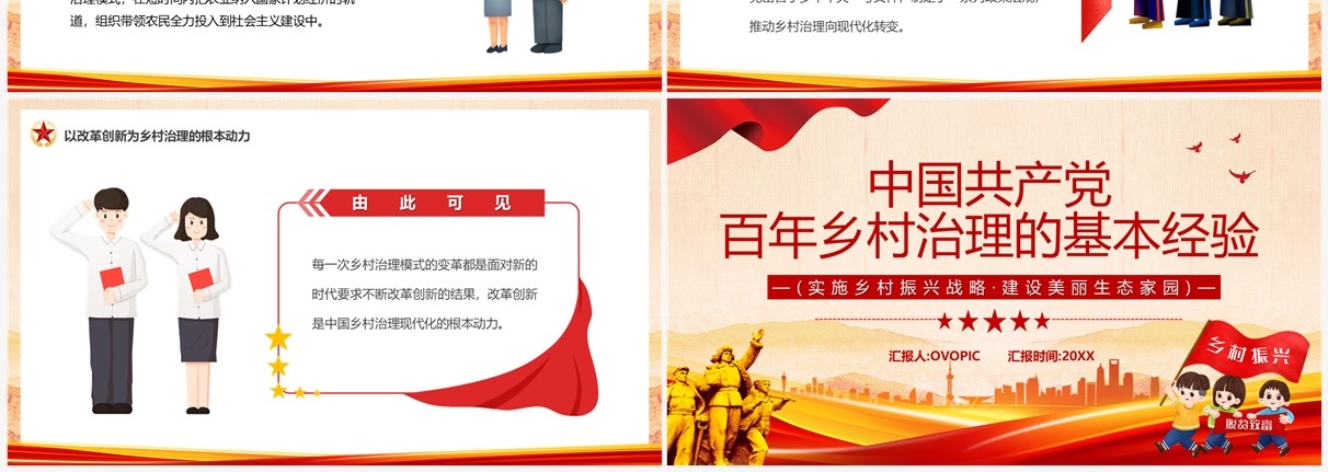 中国共产党百年乡村治理的基本经验PPT模板