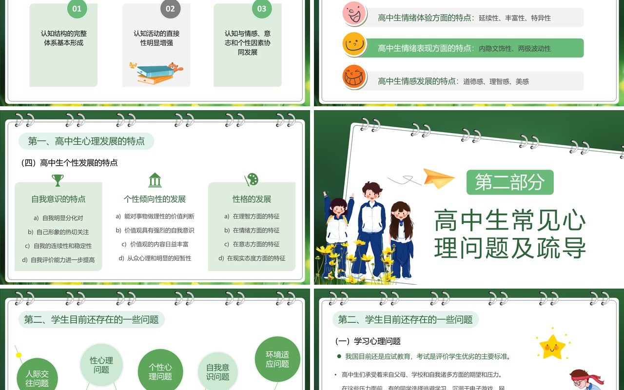 绿色小清新高中生开学心理辅导PPT模板
