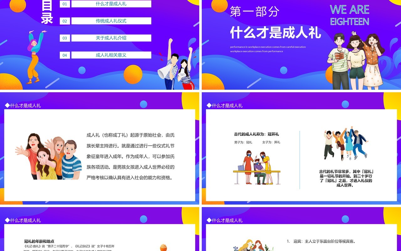 我们十八啦成人礼动态PPT模板