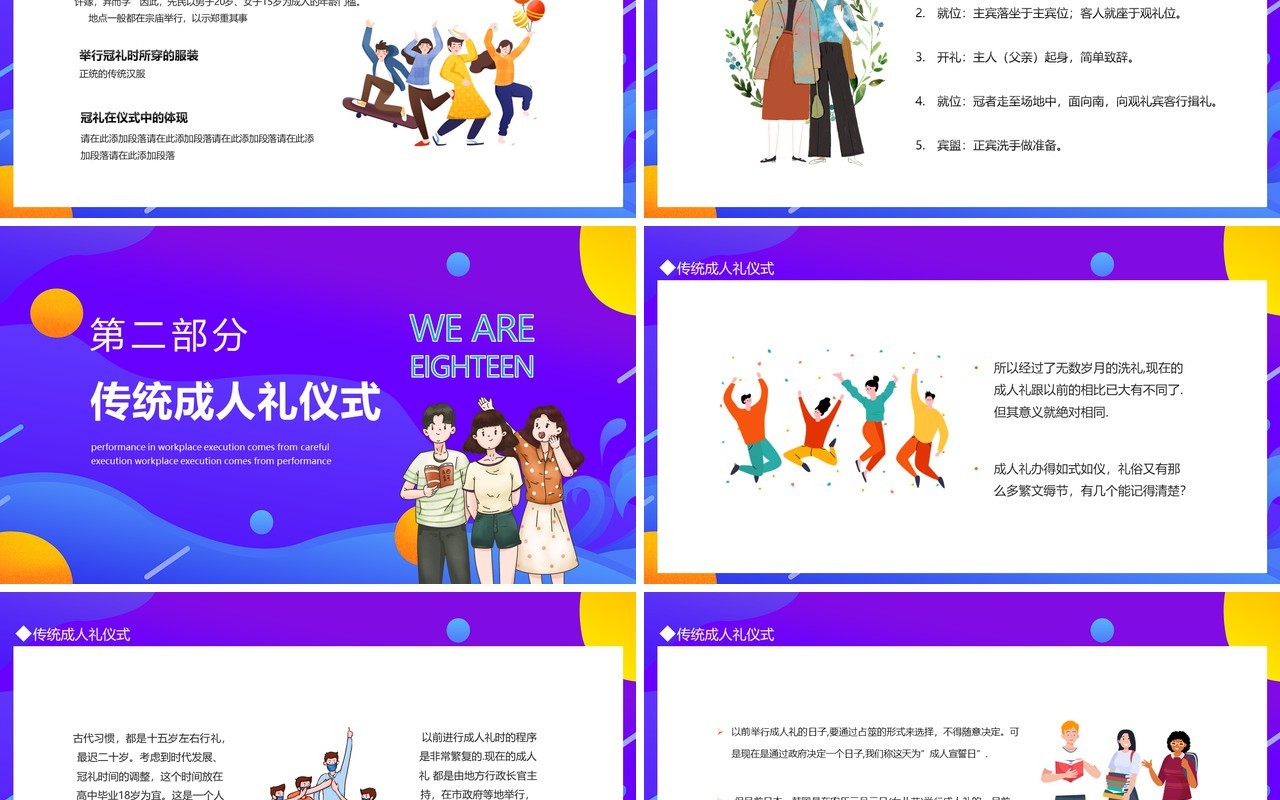 我们十八啦成人礼动态PPT模板