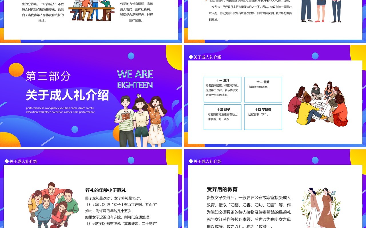 我们十八啦成人礼动态PPT模板