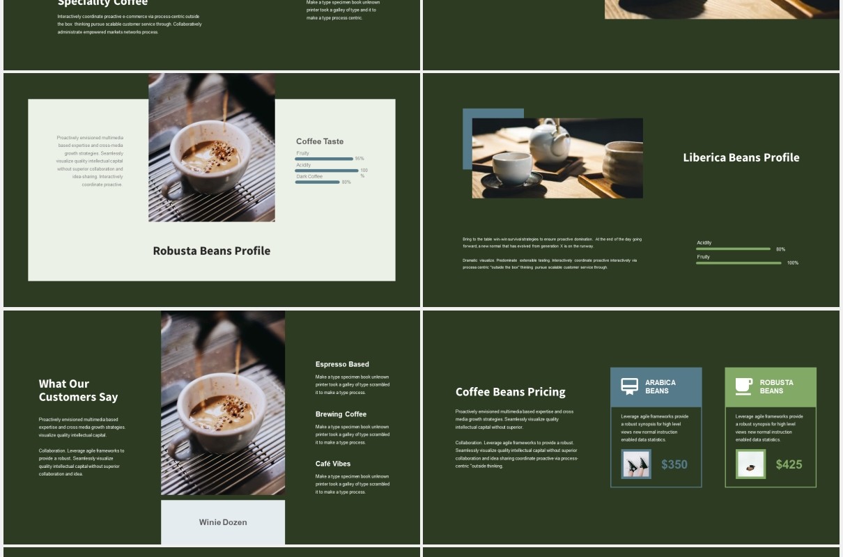 绿色商业咖啡店宣传介绍PPT模板Leoma-Coffee Shop Powerpoint