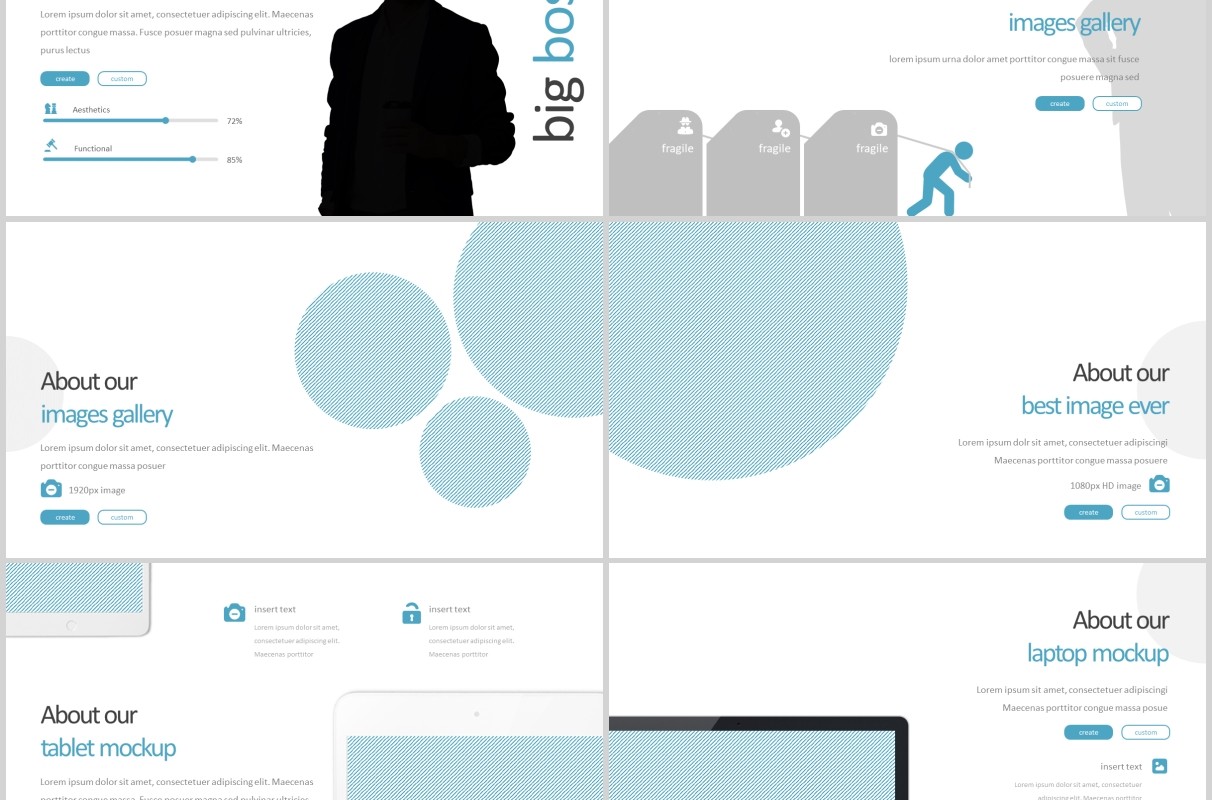 蓝色公司团队介绍工作汇报PPT信息图表模板bossque powerpoint template