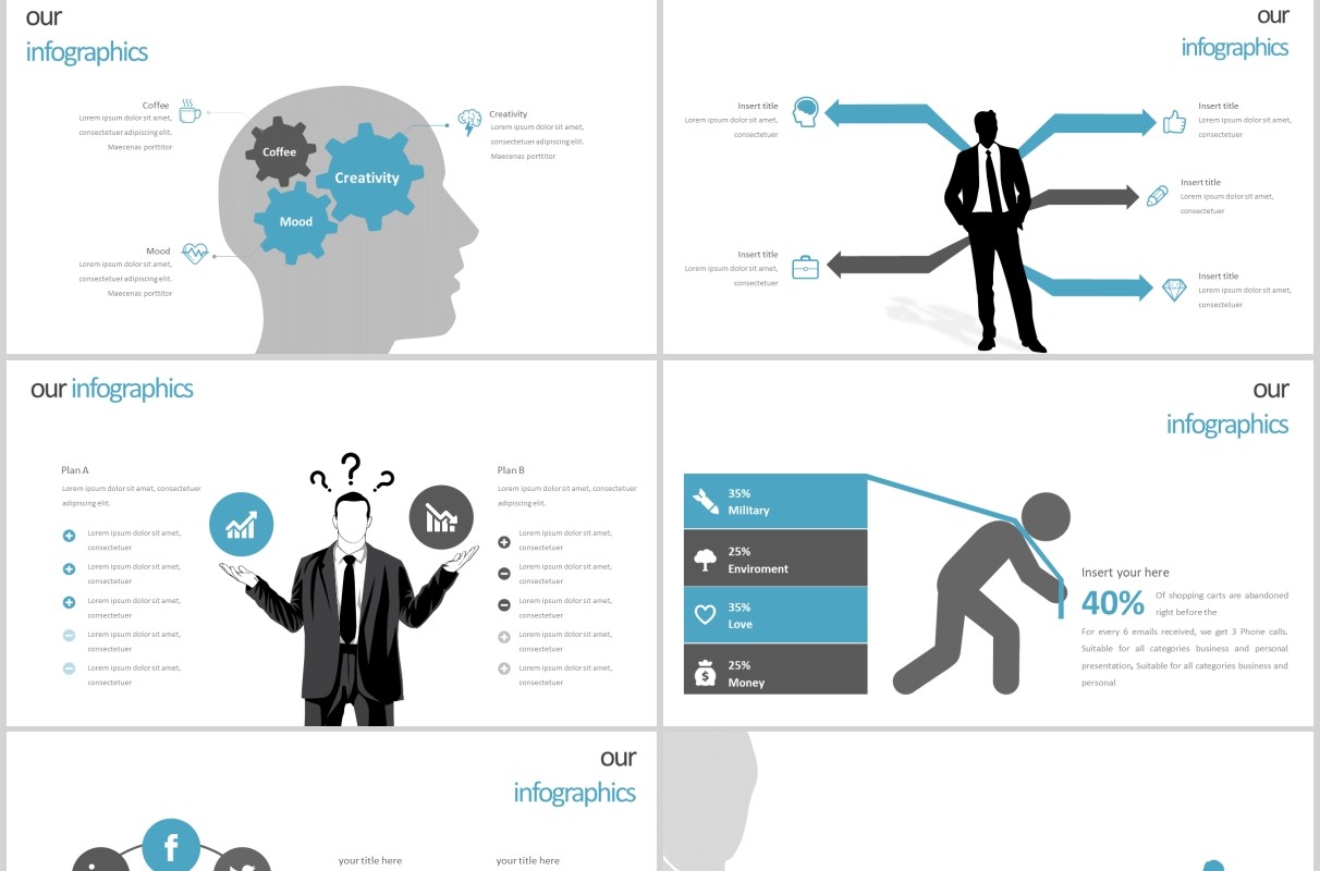 蓝色公司团队介绍工作汇报PPT信息图表模板bossque powerpoint template