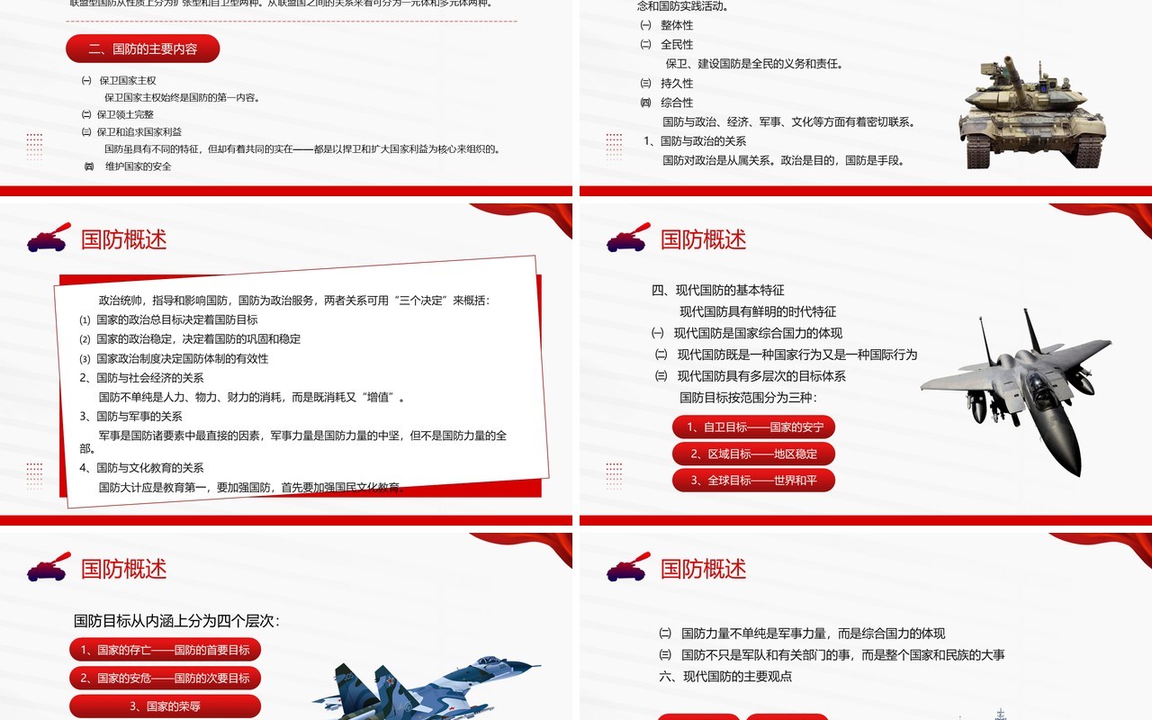 红色简约风大学生军事理论培训PPT模板
