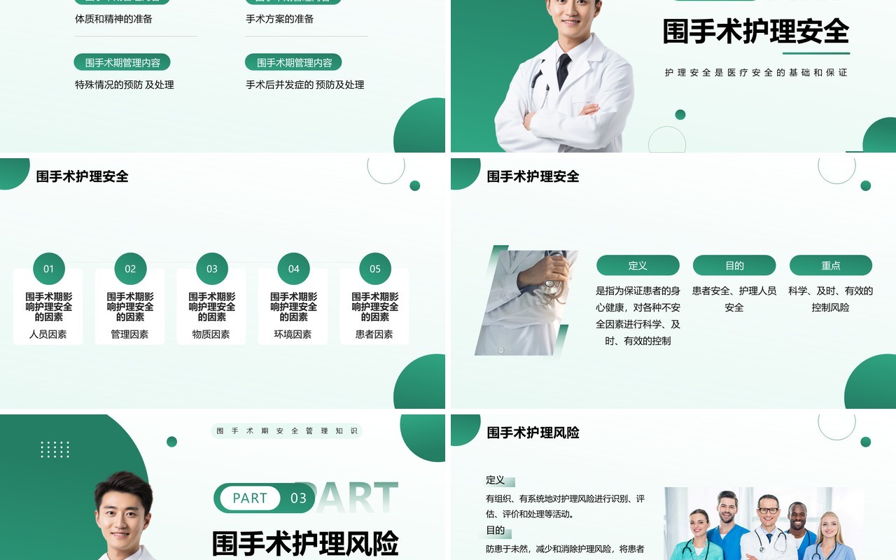 绿色简约风围手术期安全管理知识PPT模板