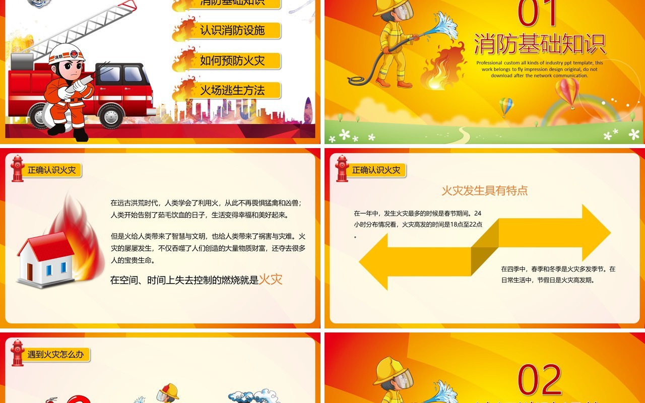 消防安全知识教育培训课件PPT模板